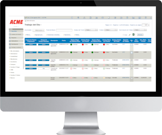 Interfaz de gestión de proyectos de Overseer ERP